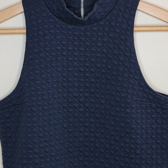 Abercrombie and Fitch | Black Quilted Mockneck Drop Waist Mini Dress Size Small - Picture 4 of 5